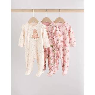 Next Pink Baby Two Way Zip Sleepsuits 3 Pack
