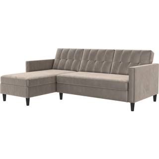 3 pers. sovesofa med opbevaring i fløjl Taupe