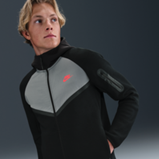 Nike Tech Windrunner-fleecejakke med lynlås til mænd - sort - L