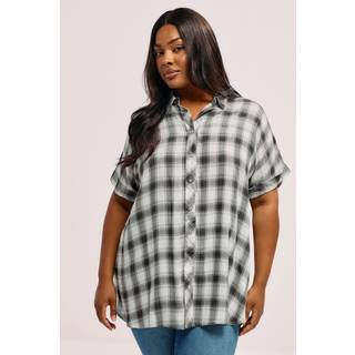 Yours Curve Yours Curve Black Short Sleeve Viscose Check Shirt