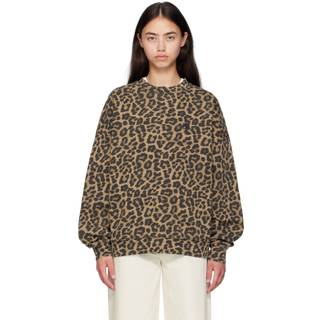 Anine Bing Miles Sweatshirt Black and Brown Leopard - xs