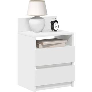 Sengebord Med 2 Skuffer 40X33X60 Cm Kunsteg - 2 / Hvid