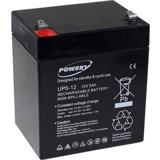 Powery Bly-Gel Batteri UP5-12 kompatibel med FIAMM Typ FG20451 12V 5Ah
