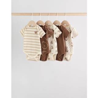 Next Chocolate Brown Baby Short Sleeve Bodysuits 5 Pack