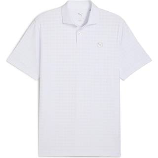 Men&#39;s Puma MATTR Houndstooth Golf Polo T-Shirt, White T-Shirt, Size XL T-Shirt, Clothing - White Glow - XL