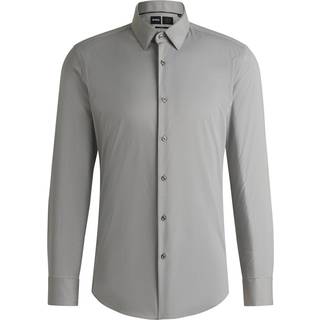 Skjorte med slim fit i performance-stof med stræk og struktur