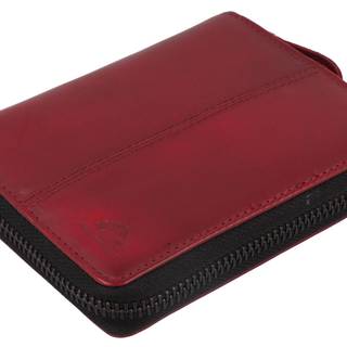 Geldbörse Leder 10x13cm mit Reißverschluss "Destressed" deep red