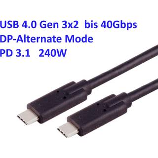 USB-C Gen 3x2 USB4 kabel - 240W - 40Gbps - 0.25 m