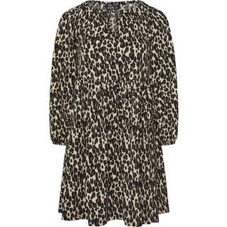 Yours Curve Yours Curve Leopard Tryk Textured Midi Kjole