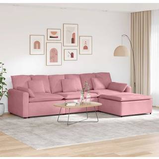 Modulsofa Med Fodskammel Og Hynder - Lysegrå