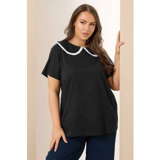Yours Curve Yours Curve Black chrome Peter Pan Lace Collar Top