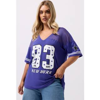 Yours Curve Yours Curve Blue Varsity T-Shirt