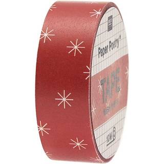 Paper Poetry Tape Schneeflocken rot 1,5cm 10m - Rot
