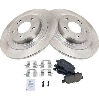 TRQ Bagbremsepude & Rotor Kit Brake Pads Brake Rotor Keramisk kompatibel med 2014-2019 Mitsubishi Outlander 2013-2020 Outlander Sport