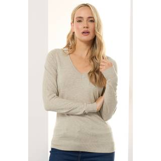 Lts Tall Natural Brown Marl Knit Vneck Jumper Size 14-16