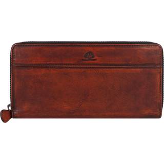 Geldbörse Leder 19x10cm mit Reißverschluss Langbörse "Destressed" rusty orange