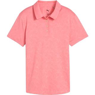 Women&#39;s Puma MATTR Lianas Jacquard Short Sleeve Polo T-Shirt, Red T-Shirt, Size L T-Shirt, Clothing - Peach Frost - L