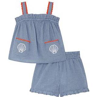 Monsoon Monsoon Blue Embroidered Gingham Top & Shorts Set