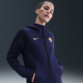 FC Barcelona Tech Windrunner-Nike fodboldhættetrøje i fleece med fuld lynlås til kvinder - lilla - M (EU 40-42)