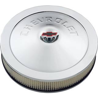 Proform 141-302 Chrome 14 """" Diameter Air Cleaner Kit med hævet Chevrolet-logo og 3 """" Paper Filter