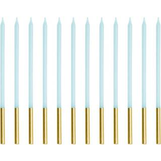 Lyseblå lange kagelys, 12 stk