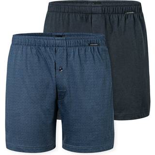 Schiesser 2-pak Long Boxershorts - Blue/Blue - X-Large