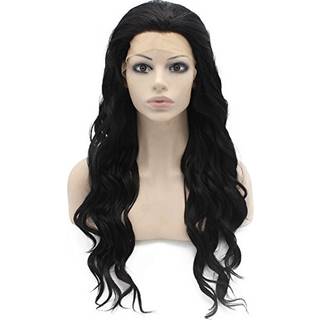 Mxangel lang b?lget ber?mthed blonder front paryk halv h?nd bundet varmebestandig fiber sort syntetisk h?r paryk