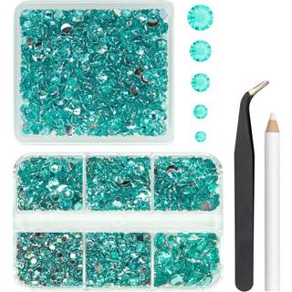 qiipii 2 kasser 3060stk akvamarinharpiks rhinestones til h?ndv?rk af s?bl? fladback harpiks rhinestone 2mm-6mm vandbl? sten diamanter krystaller