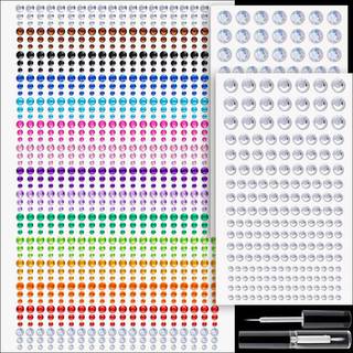 1294 pcs rhinestone klistermærker 3-8 mm klar????? selvklæbende ansigt perler stikker på kropskrystalljuveler med makeup lim til ansigt øjenhår n