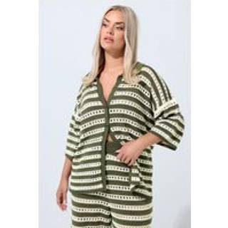 Yours Curve Yours Curve Green Limited Stripe Knitted Shirt