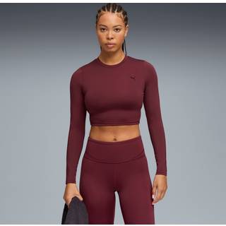 Women&#39;s Puma SHAPE Long Sleeve Cropped Top, Red, Size XXL, Clothing - Ruby Shimmer - XXL