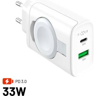 Apple Watch/USB-C 30W/USB-A 18W - Fixed MagFlip 3-i-1 Oplader 33W - Hvid