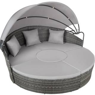 Rund daybed i polyrattan Santorini - grå