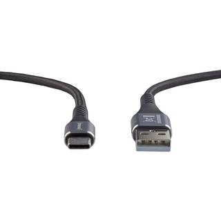 Intenso® USB-A 3.0 til USB-C lade- og datakabel, tekstil, sort, 1,5m