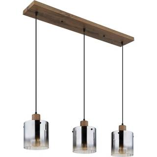 Hængelampe Underwood, længde 100 cm, brun/røggrå, MDF