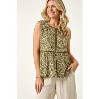 Roman Roman Green Petite Floral Print Vest Blouse