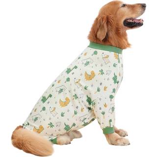 HDE Hundepyjamas One Piece Jumpsuit Letv?gts Dog PJs skjorte til M-3XL Dogs Forest Dinos - M