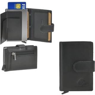 Karten Portemonnaie Herren Damen (schwarz-silber) RFID mit Münzfach "Royal Nappa" Kartenetui Cardholder Kartenportemonnaie GREENBURRY 1138