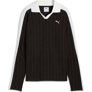Women&#39;s Puma T7 Relaxed Long Sleeve Polo T-Shirt, Black T-Shirt, Size L T-Shirt, Clothing - Black - L