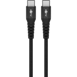 USB-C 2.0 til USB-C lade- og datakabel, tekstil, sort, 2m