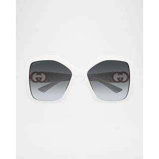 Gucci Kvinde GG2015S 003 Solbriller Injiceret Hvid Grå Firkantet