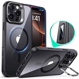 iPhone 16 Pro - ESR Classic Hybrid Cover m. Kickstand - MagSafe Kompatibel - Gennemsigtig / Sort