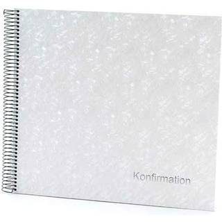GB Konfirmation spiralalbum hvid 20x20 m/DK tekst