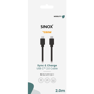 Sinox USB-C kabel 2 meter - sort