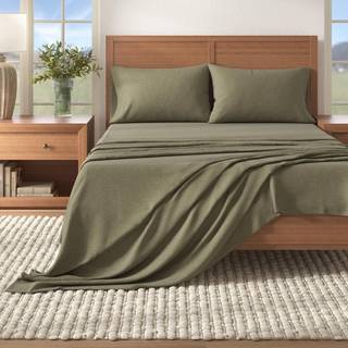 Great Bay Home Flannel Lagner St California King Size - Heathered Bomuld Blend Dobbeltbrstet Vintersengetj - Ultra-bldt hyggeligt 4-delt rust