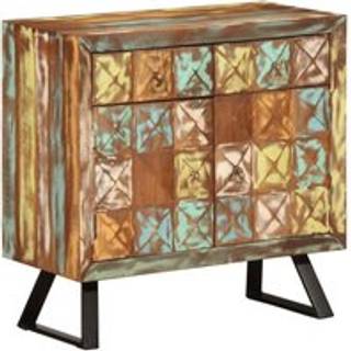 skuffeskab 70x35x70 cm massivt genbrugstræ flerfarvet
