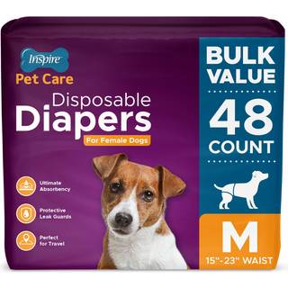Inspire Pet Care Dog bleer Kvindelige hunde | Bulkværdi doggie inkontinensulykker for varmepisse eller periode og husbrydende (medium (48 tælling