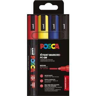Posca PC-5M 1,8-2,5mm 4-Pak Basisfarver