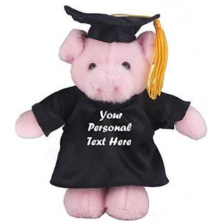 Plushland Plush Fyldt Animal Toys 12 tommer pr?senterer gaver til eksamen Day Personaliseret tekstnavn eller dit skolelogo p? kjole bedst til all