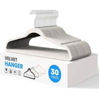 Simple Deluxe 30 Pack fløjlsbøjler Ikke-skridsikker filtbøjler med skulder hakker plads og sparer tunge tøjbøjler til frakkebukser Suit Sweater W